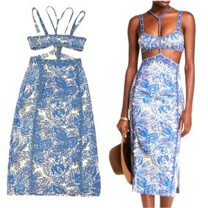 Free People Blue Paisley Rapture Midi Dress